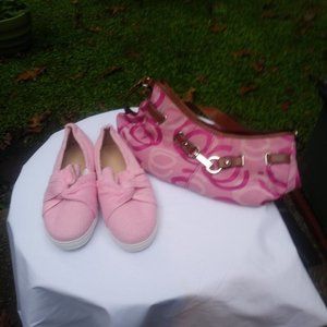 Women Pink Sneakers and handbag
